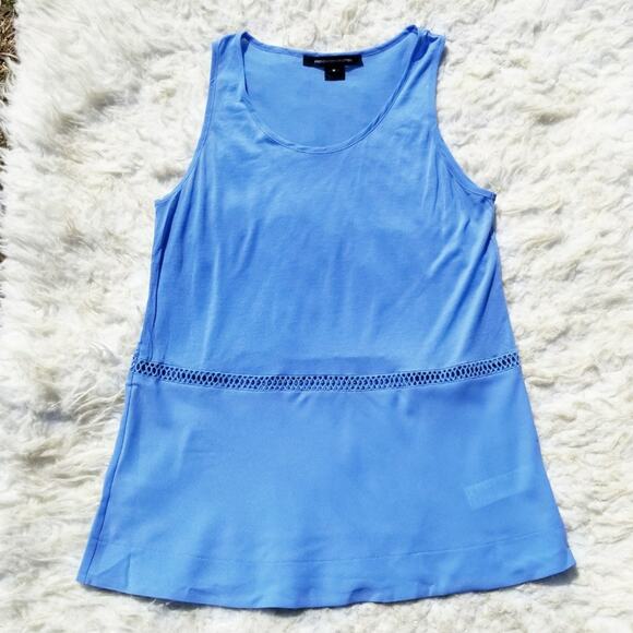Blue Crochet Accent Tank Top French Connection Size M Sleeveless Top Medium - Picture 8 of 8